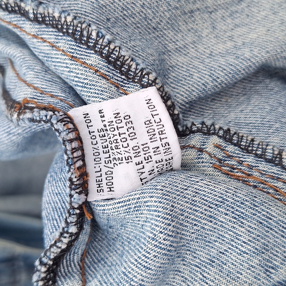 Rare VTG Looney Tunes Bugs Bunny Daffy Taz 1993 Hoodie Denim Jean Jacket 90s L - Picture 9 of 9